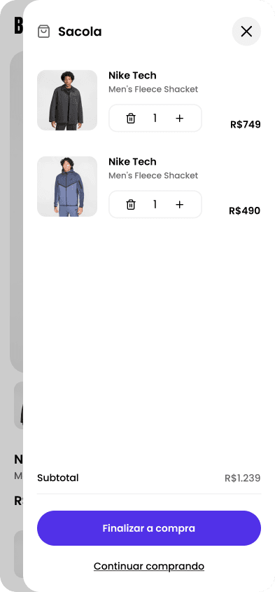 Carrinho — revisão antes do checkout