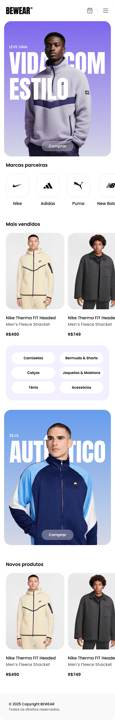 Home mobile — mesma linguagem, adaptada ao toque
