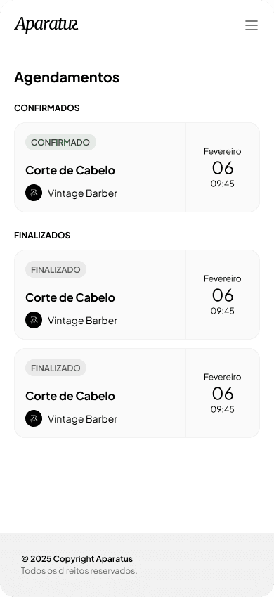 Agendamentos — confirmações e próximos horários