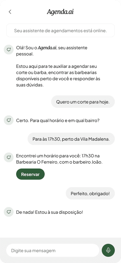 Chat — confiança antes de confirmar