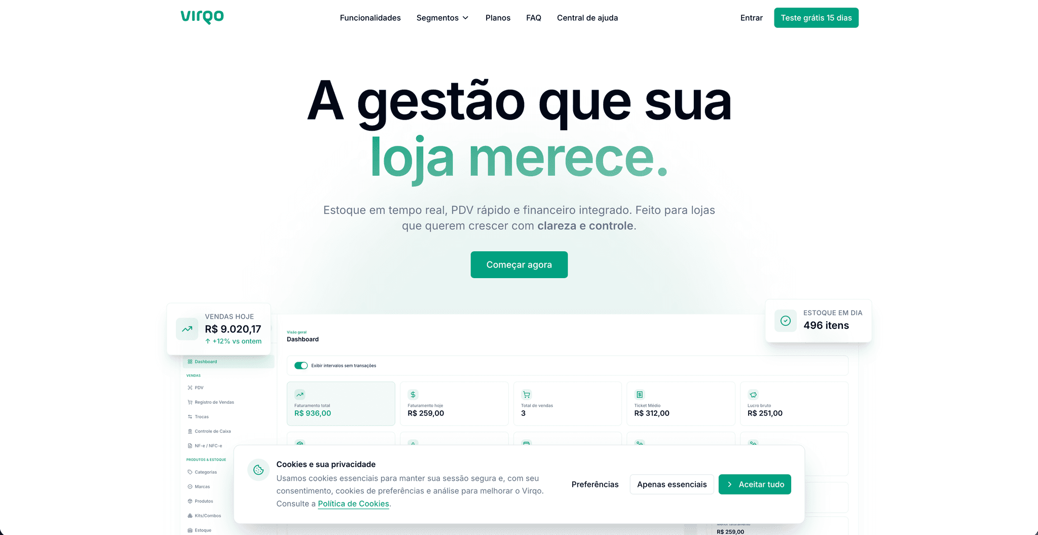 Site — posicionamento e entrada no produto